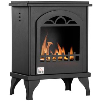 HOMCOM Free Standing Ethanol Fireplace - Bioethanol Heater Stove Fire with 1.2L Tank - 3 Hours Burning Time - Black | TJ Hughes White