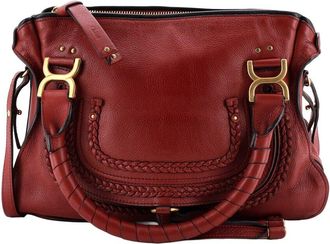 Chlo&eacute; Burgundy Leather Marcie Braided Satchel Medium (Authentic Pre-Loved)