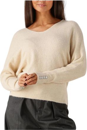 Summum Oversized Sweater Wollen Elastaan Mix Knit - Dames - Ronde hals truien - Beige - M - Wol - Truien & Vesten