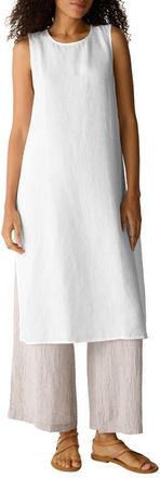 Eileen Fisher Longline Organic Linen Tunic in White at Nordstrom, Size Xx-Small