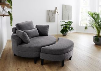 Atlantic Home Collection Loveseat »Ravi, B: 114 cm« XXL- Sessel, mit Stauraumhocker, Rückenstütze & 4 Zierkissen