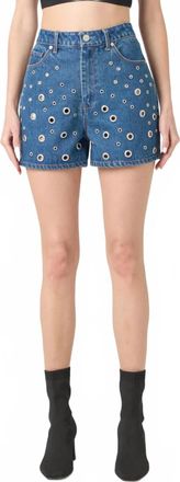 Blank NYC Reeve Denim Shorts In Silver Dream