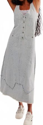 Free People Bendita Hickory Stripe Midi Denim Dress In Blue
