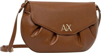 A|X Armani Exchange Crossbodytas met geplooieffect - Dames - Schoudertassen - Bruin - ONE Size - Leer - Tassen