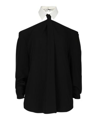 Valentino Crepe Couture Blouse With Necktie Detail