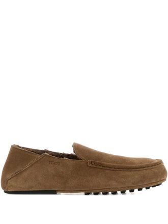 Tod's logo-detail suede loafers - Brown