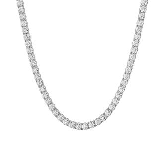 Diamond2Deal 14K White Gold 10 Ct Lab Grown Diamond Light Weight Straight Line Tennis Necklace