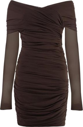 Philosophy di Lorenzo Serafini Convertible Draped Dress met Afneembare Mouwen - Dames - Korte kleedjes - Bruin - XS - Kleedjes