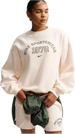 Nike Studio Fleece Medium Weight Oversized Crew - Dames - Sport - Beige - Maat: M Fleece