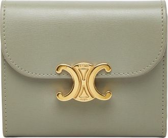 Celine Green Khaki Leather Wallet (Tri-Fold) (Pre-Owned)