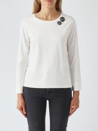 Max Mara S Max Mara Long-Sleeved Cotton T-Shirt with Embroidered Detail
