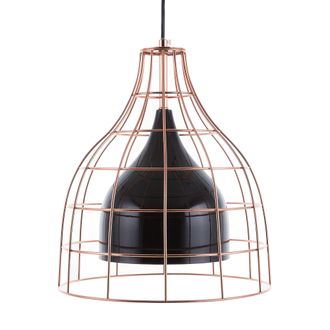 Beliani L&aacute;mpara De Techo De Metal Negro 121 Cm Pantalla Jaula Cobriza De Metal Estilo Industrial Tresa
