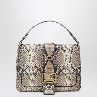 Burberry Small Rider bag in calf leather, Natural/Dk Brown