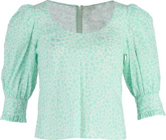 Rixo Emily Scoop Neck Top in Turquoise Cotton