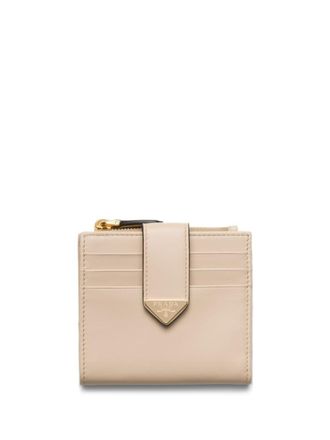 Prada small leather bi-fold wallet - Neutrals
