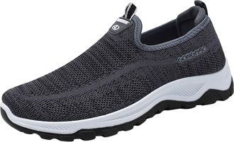 Generic Trainers Mens Lifestyle, Sports Shoes Fly Woven Mesh Running Shoe Slip On Sneakers Breathable and Comfortable Outdoor Shoes Anti-Skid Walking Trainer 