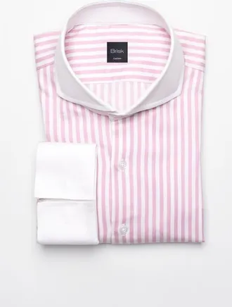 Brisk Bengal Twill Stripes Pima Cotton Shirt in White Cutaway Extreme Collar at Nordstrom, Size 15