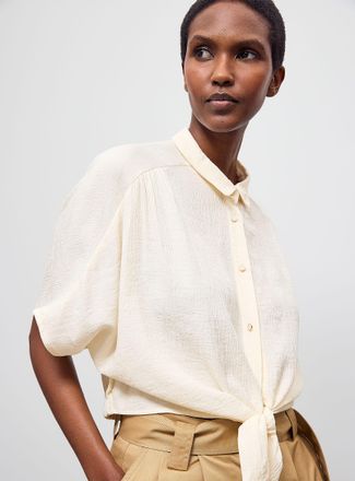 Sessun Womens Alfassa tie-up cropped shirt