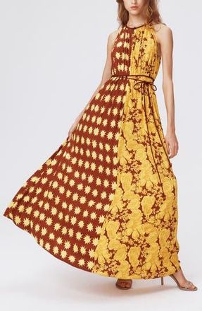 Diane Von F&uuml;rstenberg Darla Mixed Print Maxi Dress in June Blm Ye Med/sun Kissed Med at Nordstrom Rack, Size X-Small