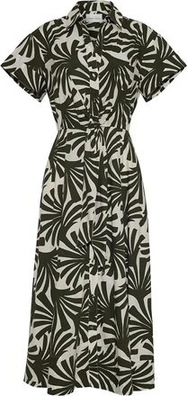 Cara Cara leaf-print self-tie dress - Green