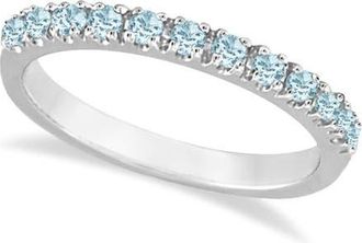 Allurez Aquamarine Stackable Ring Anniversary Band in 14k in White Gold at Nordstrom, Size 9.5