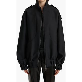 Khaite Sigi Wool & Silk Bomber Jacket in Black at Nordstrom, Size X-Small