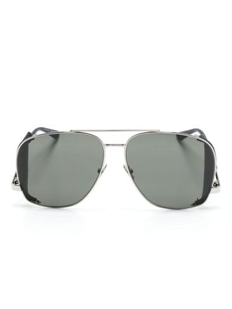 Saint Laurent Eyewear Leon zonnebril met piloten montuur - Zilver