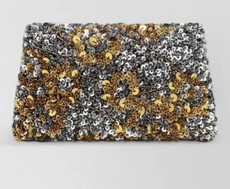 Dries Van Noten clutch bag envelope flap metallic finish