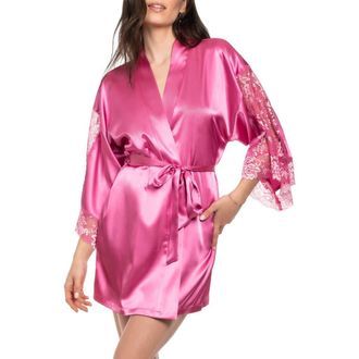 In Bloom by Jonquil Annalee Lace Inset Satin Wrap in Orchid Pink at Nordstrom Rack, Size X-Large