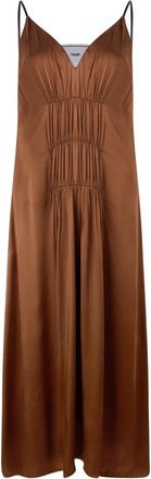 Prada Midi Dresses, female, Brown, Size: XS Crepe Satin Midi Dress