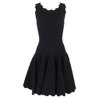 Alaia Ala&iuml;a Scalloped Mini Dress in Black Wool