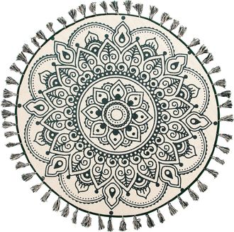 Beliani Alfombra De Sal&oacute;n Redonda Oriental De Algod&oacute;n Crema &Oslash; 120 Cm Irice