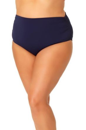 Anne Cole Womens Plus High Waisted Shirred Bottom in Navy at Nordstrom, Size 22W