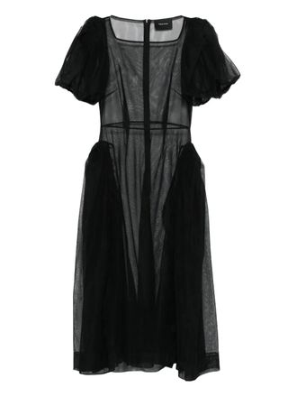 Simone Rocha puff-sleeve sheer dress - women - Fabric - S - Black
