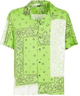 8 by YOOX PRINTED VISCOSE COLLAR CAMP SHIRT
