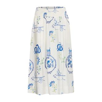 Ichi Cintura Alta Falda Cl&aacute;sica Gran Estampado - Skirts - Mujer - Blanco - 2XL