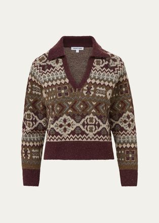 Veronica Beard Catania Fair-Isle-Style Wool-Blend Pullover Sweater
