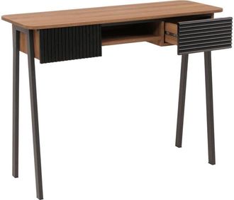 Hhg [nunca Usado] Mesa Consola Hhg-111, Mesa Para Tel&eacute;fono, Mesa Auxiliar Para Recibidor, Caj&oacute;n De Almacenamiento Mdf Melamina Metal 88 X 110 X 40 Cm, Nat