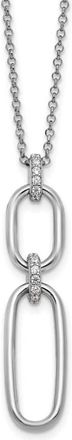 Diamond2Deal Sterling Silver Polished Cubic Zirconia Necklace 16 with 2in ext