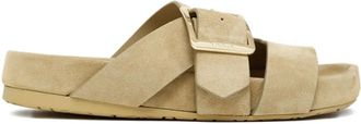 Loewe buckle strap sandals - women - Calf Suede/Rubber/Calf Suede - 38 - Neutrals