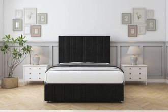 Comfort Beds Lorenzo Plush Divan Base No Drawers - 26 Headboard-Footboard in Black | Size: Super King