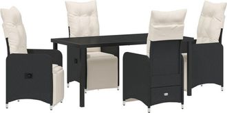 vidaXL Garden Dining Set with Cushion 5 pcs Black Poly rattan Vidaxl