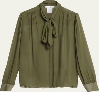 Alice & Olivia Thayer Tie-Neck Sheer Blouse
