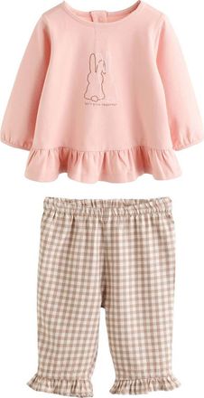 Next Bunny Graphic Top & Gingham Pants Set in Pink at Nordstrom, Size 3-6M