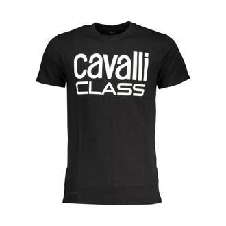 Cavalli T-Shirts, male, Black, Size: 2XL Minimalistic Logo Tee for Men