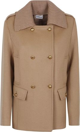 P.A.R.O.S.H. Pure Wool Jacket With Gold Button Closure And Ribbed Knit Collar