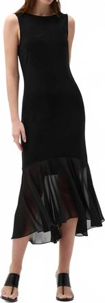 Joseph Ribkoff Chiffon Flounce Hem Midi Dress In Black