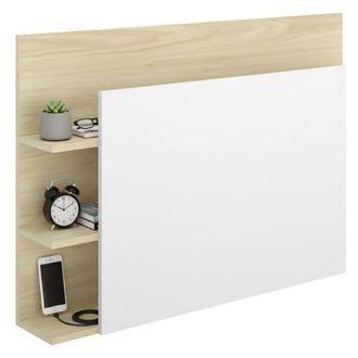 Dmora Cabecero Cama Minden, Con Librer&iacute;a, Individual, Color Estructura Marr&oacute;n, 19x105 Cm Blanco