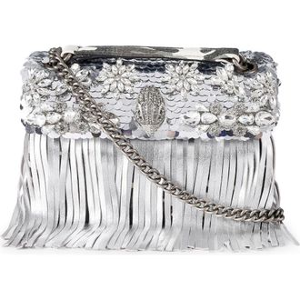Kurt Geiger Medium Kensington Fringe Convertible Crossbody Bag in Open Grey at Nordstrom
