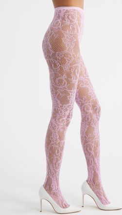High Heel Jungle Rosa Floral Lace Tights in Pink at Nordstrom